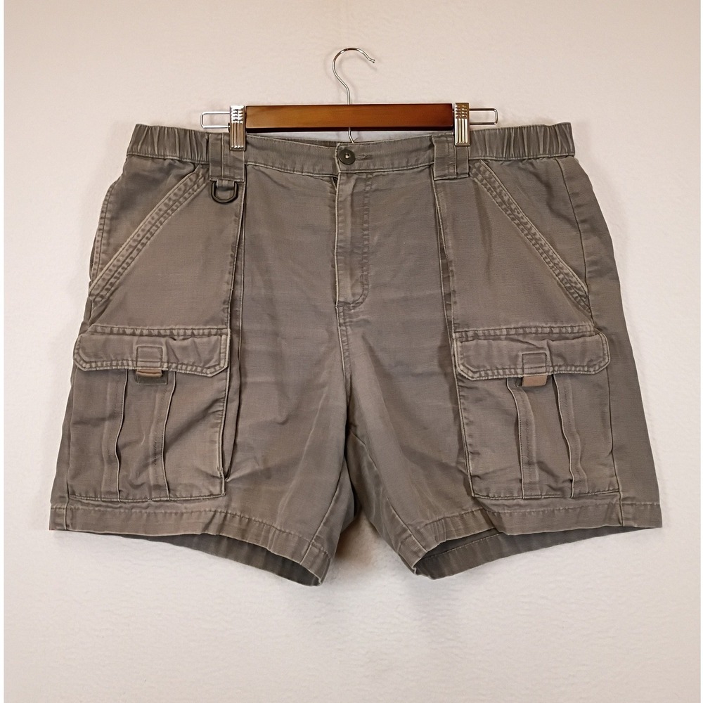 Gorpcore Columbia Mens Large Grey Cotton Canvas D-Ring Cargo Shorts 7in Inseam
